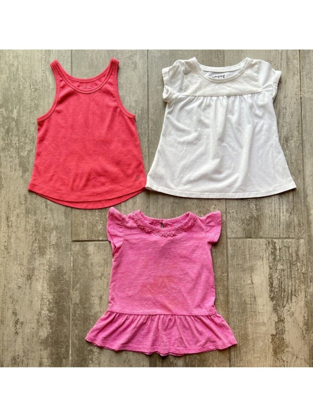 Set Lot of 3 Toddler Girls Casual Cotton T-Shirt Basic Tee Everyday Tops 2T
